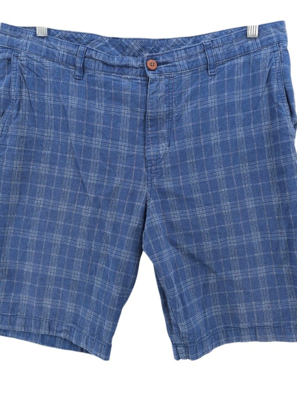 TOMMY BAHAMA Blue Linen Cotton Shorts Plaid Check Size 36